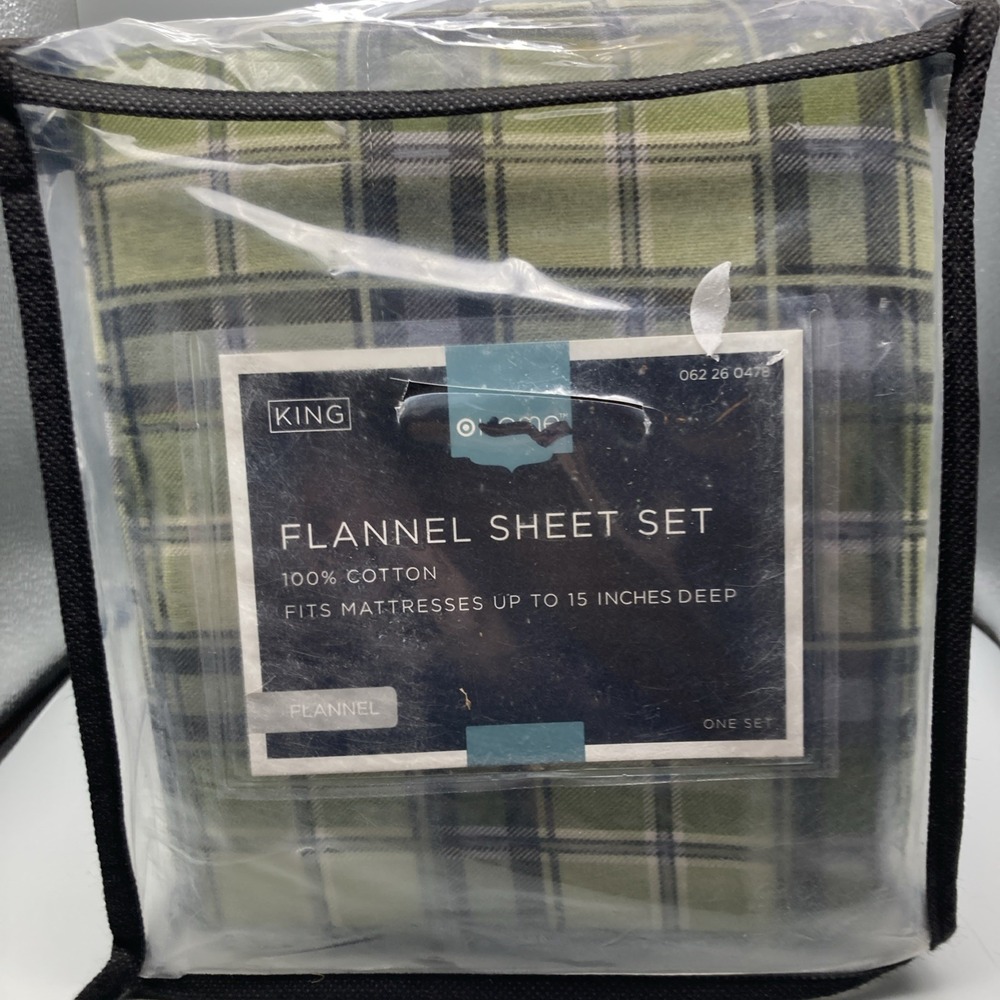 New Olohome Green King Sized Flannel Sheet Set 100% Cotton